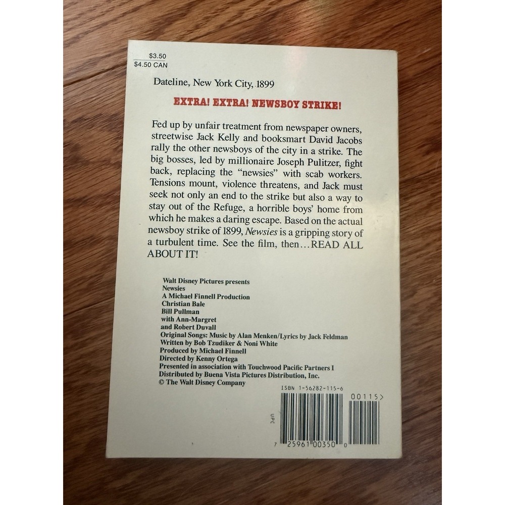 NEWSIES Jonathan Fast Movie Novelization Walt Disney (1992) 1st Printing Scarce! - Picture 5 of 16